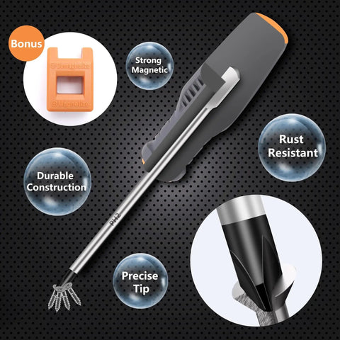 26 Piece Magnetic Screwdriver Set Kit With Heavy Duty Precision, features magnetic strength and rust-resistant construction