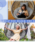 Gray Egg Chair Cushion Replacement For Indoor Outdoor Hanging Basket Chair 45x45 Waterproof Pad With Comfy Headrest in use