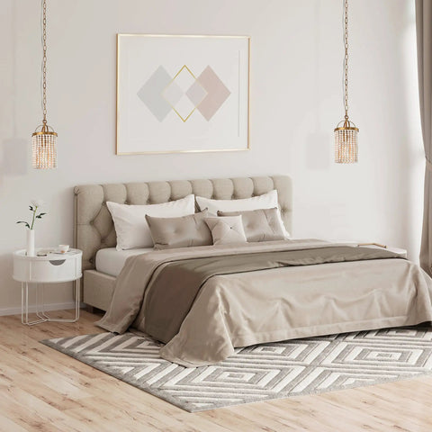 Bedroom with Beaded Pendant Light Fixtures Boho Chandelier For Dining Room Hallway Bedroom 6 Inch Diameter Rustic Wood Beads