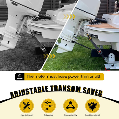 Adjustable Boat Transom Saver From 23 To 35 Inches, Keeps Outboard Motors Up To 100HP Safe On Trailers, Fits Rollers And Bunks, Anti Corrosion Marine Grade Tough Build For Safer Towing And Built To Last Durability