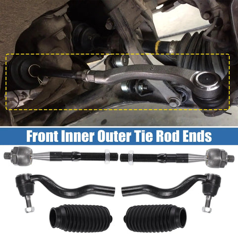 6 Piece Front Inner Outer Tie Rod Ends Kit for Dodge Durango 2011 to 2015 and Jeep Grand Cherokee 2011 to 2015 Drag Link Steering Suspension Replacement OE ES800972 ES800973 EV800987 installed on front suspension