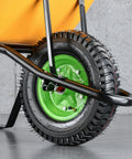 Wheelbarrow with Tough As Nails Inner Tubes For 4.80/4.00-8 Inch Tires With TR87 Angled Valve on green rim