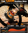 Beast Electric Mountain Bike For Adults With 21 Speed Gear System And 27.5 Inch Wheels, 1200W Peak Brushless Motor, Up To 28 MPH, Removable 48V Battery Options 10.4Ah Or 13Ah, Up To 65 Miles Range, Step Over EMTB With NFC Unlock. Close-up of rear hub motor