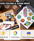 Glossy Printable Vinyl Sticker Paper Hella Easy Cut For Cutting Machines showing vivid colors and clear print in a home setup.