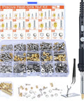 Heat Set Threaded Inserts Kit With 716 Pieces Including M2 M3 M4 M5 M6 Inserts, Nuts, Bolts, Washers And 60W Soldering Iron
