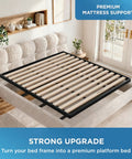Heavy Duty King Bunkie Board Under Mattress Support Platform Bed Foundation with precision cut wood slats on framed bed.