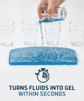 Heavy Duty Medical Grade Commode Liners With Super Absorbent Pads Zero Hassle Odor Control showing fluid turning into gel.