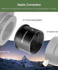 Universal 2-Inch T2 Telescope Camera Adapter For SLR DSLR - Durable Metal M42 T Mount Attachment shown with telescope parts.