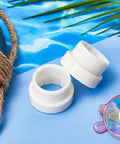 Set Of 4 White Pool Umbrella Stabilizer Sleeves With Threaded Adapters For Outdoor Patios And Decks Fits 1.5 Inch Poles
