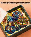 Diamond Art Coasters 8 Pack With Holder For Adults DIY Diamond Painting Coaster Kit 4X4 Inches Trees Design in gift box