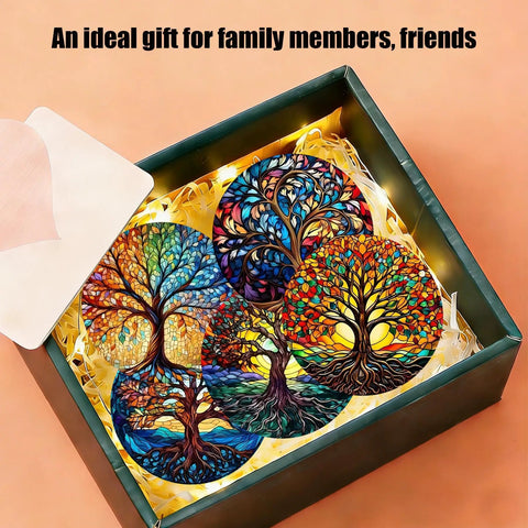 Diamond Art Coasters 8 Pack With Holder For Adults DIY Diamond Painting Coaster Kit 4X4 Inches Trees Design in gift box