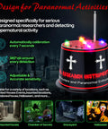 Next Gen Ghost Hunting Equipment With Auto Calibration EMF Detector And Temp Deviation Alerts Pro Grade Adjustable Five Sensitivity Levels Real Time Audible And Visual Alarms Field Fringe Detection Battery Powered 40 To 60 Hours on graveyard backdrop