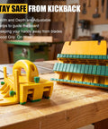Table Saw Push Block For Woodworking With No Slip Grip And Multidirectional Control To Tackle Tight Narrow Rips Dowel Cuts And Thin Strips While Blocking Kickback And Keeping Hands Safe, shown on workbench