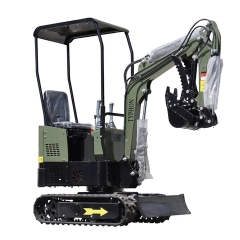 Storm X Terror Mini Excavator 1 Ton Trench Digger with Canopy and Wide Bucket visible