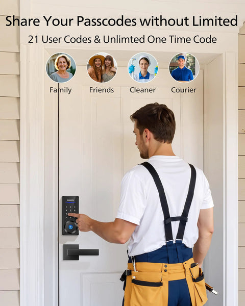 Ditch The Keys Fast Fingerprint Keyless Entry Door Lock With Glare Resistant Touchscreen Keypad Instant Auto Lock Extended Battery And One Time Visitor Code In Matte Black