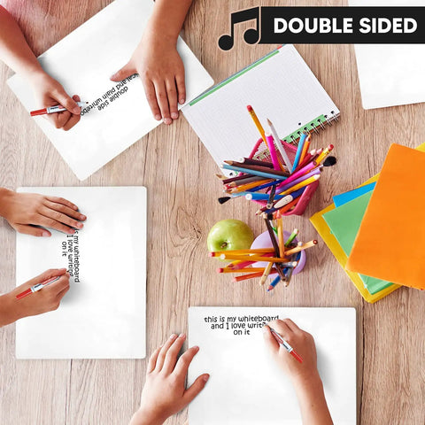 Children using 11 By 14 Inch Keyboard Practice Dry Erase Lapboard Double Sided Music Staff Whiteboard For Kids Students Musicians