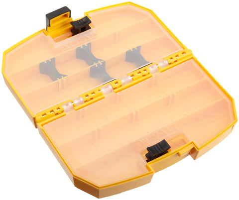 Open yellow case for 10-Piece SDS Plus Rock Carbide Anchor Drive Installation Kit showing interior compartments.