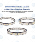 Three Italian charm bracelets featuring initials and HOPE design, highlighting modular style with silver tone charms.