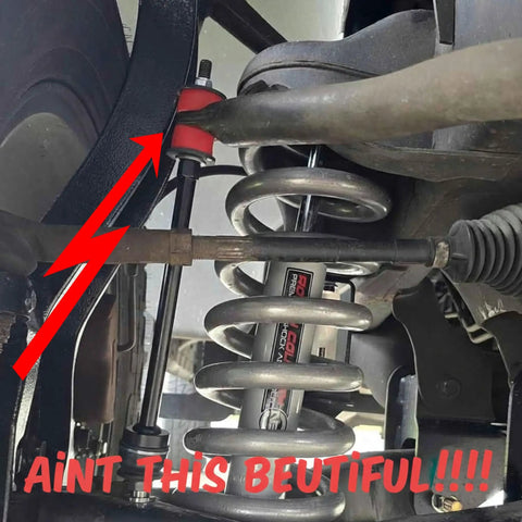 Front Sway Bar For Six Inch Lift Kit With Extended Link Beefed Up 4WD Performance Fits Avalanche Silverado Tahoe Sierra Ram 1500 F150 Hummer 2001 2018 USA Made Bushings installed under lifted truck suspension