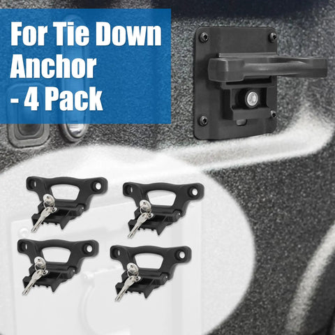 Ford F150 F250 F350 Bed Tie Down Anchors Kit, 4 Pack Replacement Tie Downs With Keys, Easy Slide In, off truck view