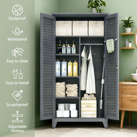 73 Inch Tall Metal Tool Storage Cabinet That Fires Up Your Shop With Roomy Garage Like Organization Space For Workshop Warehouse Garden Office Living Room And Utility Room Built Tough From Rust Resistant Steel With Adjustable Shelves Lockable open with shelves