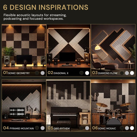 Acoustic Panels 50 Pack 2x12x12 No Drill Required Pyramid Foam For Walls And Home Studio Noise Reduction Echo Control Kit design ideas