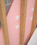 Rock Solid White Plastic Insulation Anchors 250 Pack Heavy Duty Fasteners For Masonry Brick Concrete Stone Walls Zero Thermal Bridging Easy Hammer Install Lock In Thick Foam Boards Now securing pink foam board on wooden framing.