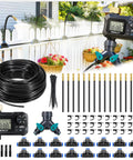 All In One No Fuss 360 Degree Drip Irrigation System Kit With Timer And 100 Feet Of Quarter Inch Tubing Adjustable Brass Nozzles