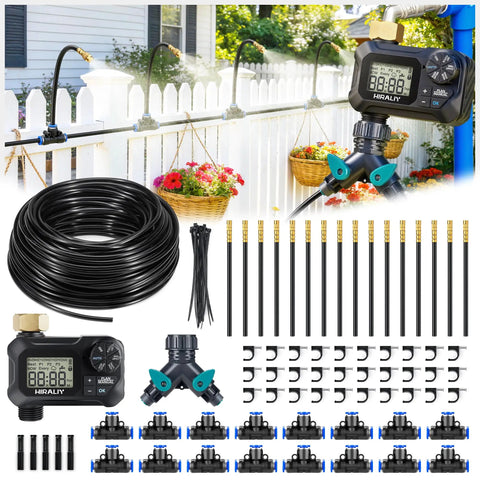 All In One No Fuss 360 Degree Drip Irrigation System Kit With Timer And 100 Feet Of Quarter Inch Tubing Adjustable Brass Nozzles