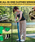 Manual Clothes Wringer For Camping And Travel Ultra Light Hand Wash Spinner Kicks Excess Water Out Fast Portable Laundry Helper in use, wringing clothes outdoors.