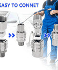 Ridge Washer stainless steel 3/8 in pressure washer quick-connect fittings set, 8 pcs with male and female NPT adapters