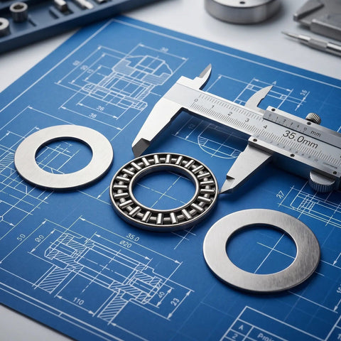 Heavy Duty 4 Set Compact Thrust Roller Bearing Kit With Carbon Steel Needle Washers 20mm Bore 35mm Outer Diameter 2mm Width Fits Lawn Tractor And Garden Mowers To Slash Vibration And Keep Moving Smooth Like Ice Cream On A Hot Summer Day For Real, bearing with washers on blueprint