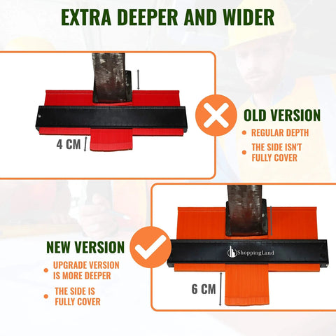 Comparison of old and new Pro Grade Contour Gauge For Woodworking And Carpentry Adjustable Profile Tool with depth details