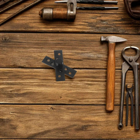 Beefy Heavy Duty Stainless Steel Concealed Pivot Door Hinges, 360 Degree Rotation, hidden cabinet hardware with black center shaft on wood