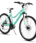 26 Inch Mountain Bike For Women And Men With Step Through Frame, 18 Speed Derailleur Gearing in green, side view