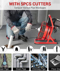 Man using Heavy Duty Electric Drain Snake Machine With 75 Foot Steel Core Cable to clear a pipe blockage in a sewer.