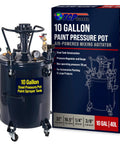 Built Tough 10 Gallon Powder Coated Steel Pressure Paint Tank With Precision Regulator Dial Gauge And Rust Resistant Coating For Garage Grinds That Always Rock, showcasing tank details and gauge.