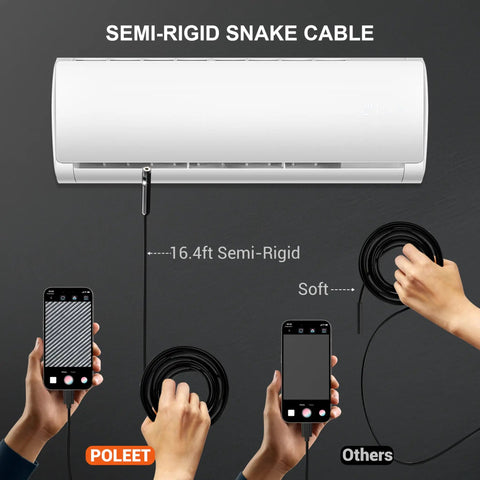 Dual Lens Endoscope Camera With Light 1920P HD Borescope For Tight Spots With 7.9mm Ultra Slim Probe And Front Plus Side View Lenses, 16.4ft cable