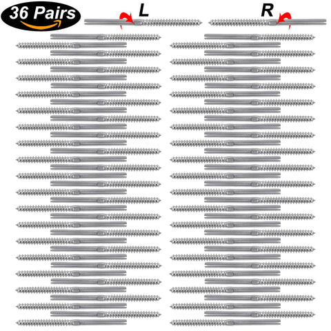 Three Sixteenth Inch Stainless Steel Swage Lag Screws for Wood Posts Right and Left Hand Threads Beefy Cable Railing Kit