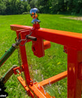 Six In One Tractor Attachment With Pallet Forks, Hay Spear Sleeve, Gooseneck Trailer Hitch, 2-Inch Receiver, Recovery Hooks, And Headache Rack