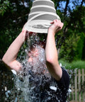 Person pouring water from Two Pack Collapsible Buckets 2.6 Gallon Capacity over head outdoors