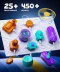 Hands On Electric Circuit Kit With Over 450 DIY Projects And 45 Parts For Kids Ages 4 To 12 circuit modules on display board.