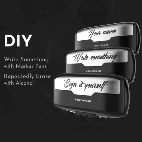DIY portable security lockbox with writeable panel, featuring 7 layer protection and 4 digit combination lock in black.