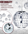 20 Piece Mini Mirror Disco Balls Set With Rope Assorted Silver Reflective Party Decor For 70s Weddings Dance Floors And Music Events In Sizes From 1.2 To 2.4 Inches displayed on a white background, showing varying sizes with reflective surfaces.