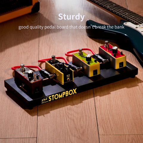 Compact 14 Inch Guitar Pedal Board With Solid Build And Lightweight 350 g 14 By Five And A Half By One Inch on stage with pedals