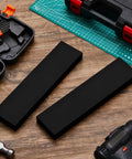Two Pack HDPE Plastic Block Set 1 Inch By 3 Inch By 12 Inch Solid Polyethylene Blocks For Machining Prototyping DIY Projects Engineering Home Improvement And Floor Upgrades on workbench with tools
