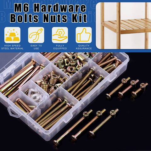 M6 Hex Socket Cap Screw Hardware Kit for Baby Cribs and Furniture 253 Piece Set Includes M6x30 40 50 60 70 80mm Screws Nuts Washers