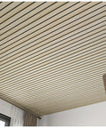 Peel And Stick Wood Panel Wallpaper For Ceilings And Walls Featuring Slick Self Adhesive Vinyl Rolls That Offer Waterproof Durability applied on a ceiling.