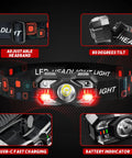 Rechargeable 6 Pack Headlamp Set With 3000 Lumens Ultra Bright LED Headlight with adjustable headband and USB-C charging