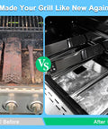 Before and after using Five Pack Stainless Steel Burners With Heat Plates And Electronic Igniters Replacement Kit.